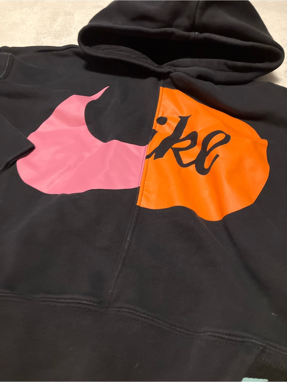 Nike Kids Black Hoodie with Pink & Orange Graphic - Picture 2 of 5